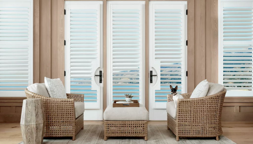The Palm Beach™ Polysatin™ Shutters coastal farmhouse window treatment 